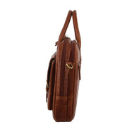 Pierre Cardin Leather Multi - Compartment Business Laptop Bag - Tan - danozdirect
