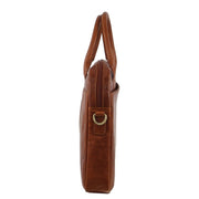 Pierre Cardin Leather Multi - Handle Computer Laptop Bag - Tan - danozdirect