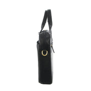 Pierre Cardin Mens Italian Leather Computer Bag - Black - danozdirect