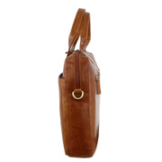 Pierre Cardin Mens Italian Leather Computer Laptop Bag Travel - Tan - danozdirect