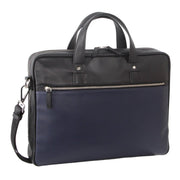 Pierre Cardin Mens Pebbled Leather Computer Laptop Bag Travel Overnight - Black - danozdirect