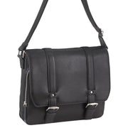 Pierre Cardin Pebbled Leather Computer Laptop Bag Overnight Satchel - Black - danozdirect