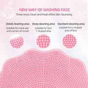 Pink Electric Silicone Facial Cleanser - All - Around Vibration Massage Face Cleaning Device - danozdirect