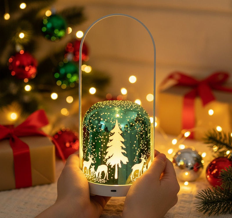 Portable Christmas LED Lantern - Dimmable, 3 Color Temps, 5200mAh Battery & Memory Function(Green) - danozdirect