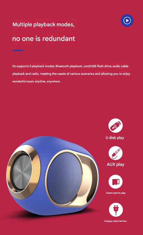 Portable Wireless Bluetooth 5.0 Speaker - TWS Stereo, Powerful Bass, Hands - Free Calls & Multiple Playback Modes(red) - danozdirect