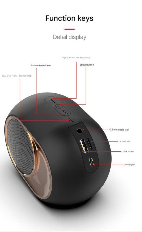 Portable Wireless Bluetooth 5.0 Speaker - TWS Stereo, Powerful Bass, Hands - Free Calls & Multiple Playback Modes(red) - danozdirect