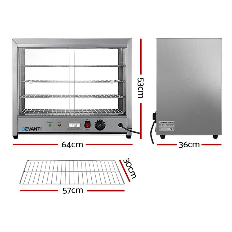 Present your culinary creations in style with Danoz Direct Devanti Commercial Food Warmer Hot Display Showcase Cabinet 64cm - danozdirect
