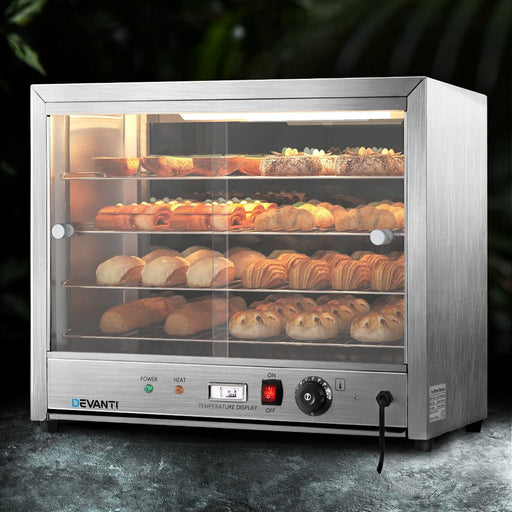 Present your culinary creations in style with Danoz Direct Devanti Commercial Food Warmer Hot Display Showcase Cabinet 64cm - danozdirect