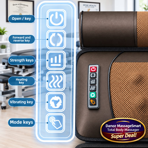 Relax head to toe with Danoz TotalBody massage mattress! This multifunctional marvel targets your shoulder, neck, waist - danozdirect