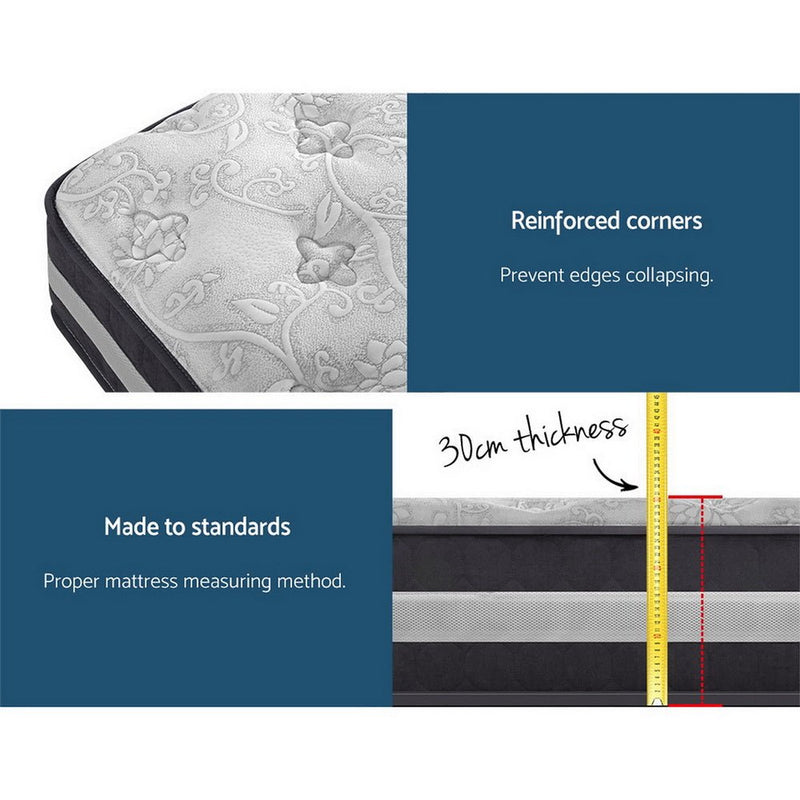 Relaxation and bliss with Danoz Direct Giselle Bedding 30cm Mattress. Featuring 400GSM Microfibre Bamboo Quilt Super King - danozdirect