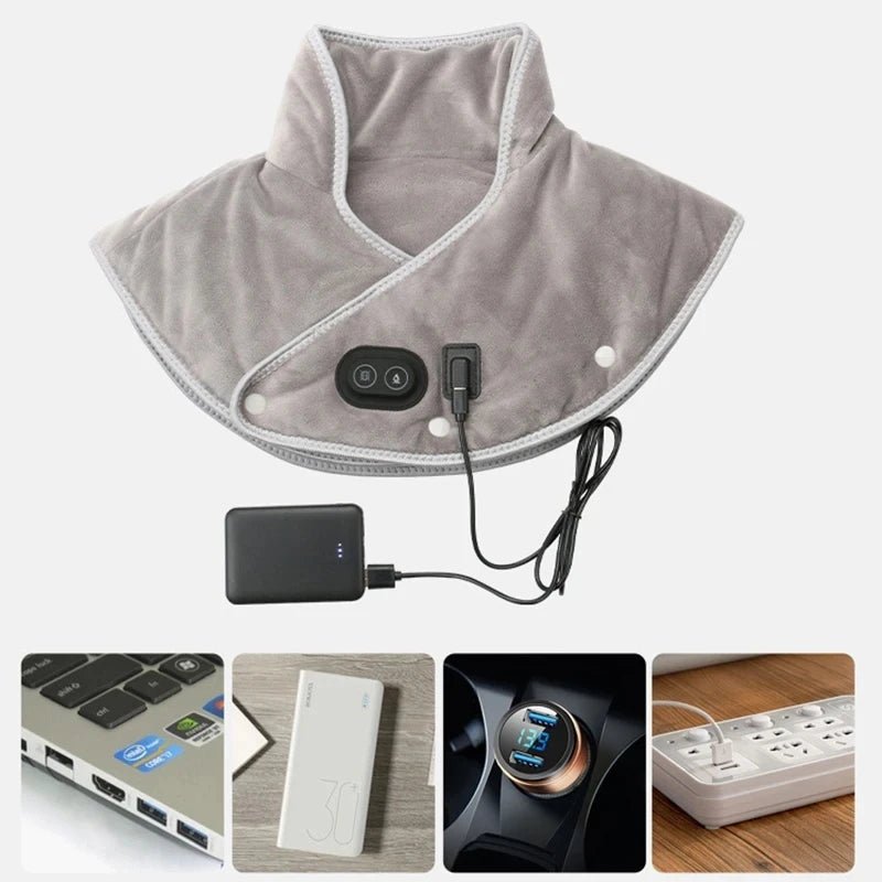 Relieve tension with Danoz Direct Electric Heating Shoulder Neck Pad Massager. USB - powered cervical brace wrap uses thermal compress - danozdirect