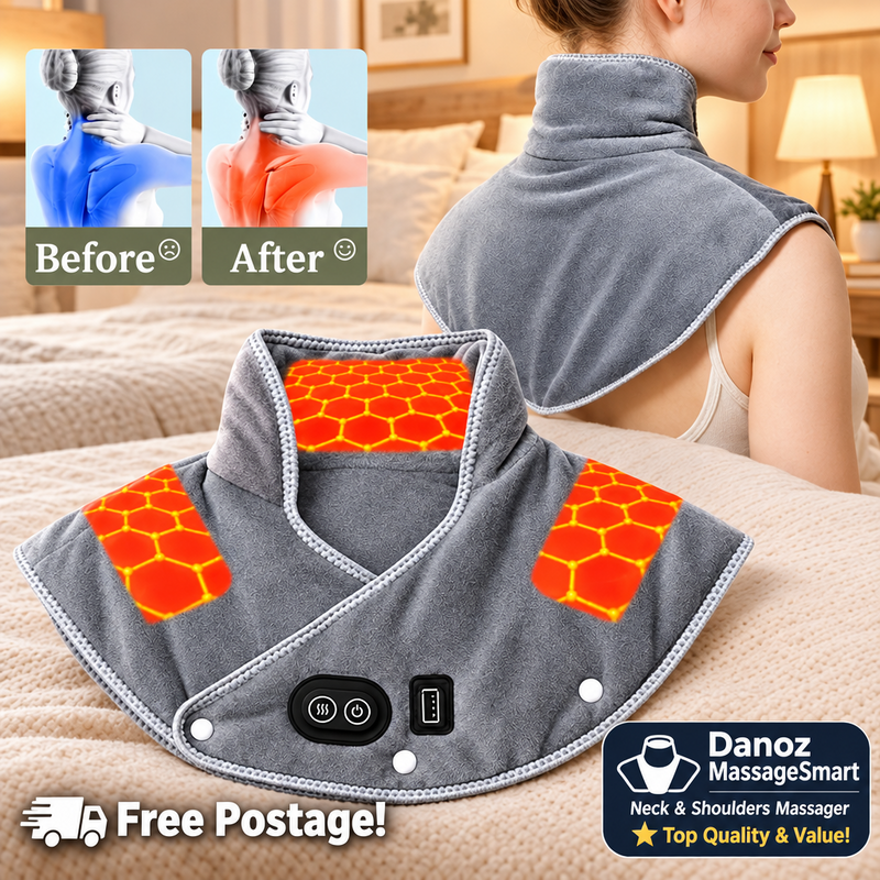 💆 Danoz MassageSmart | Electric Heating Shoulder & Neck Pad | 3 Heat Settings | USB-Powered | Free Shipping!