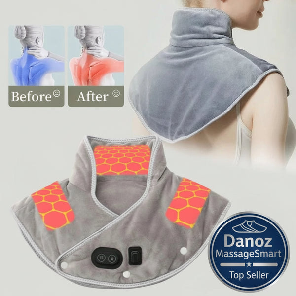 Relieve tension with Danoz Direct Electric Heating Shoulder Neck Pad Massager. USB - powered cervical brace wrap uses thermal compress - danozdirect