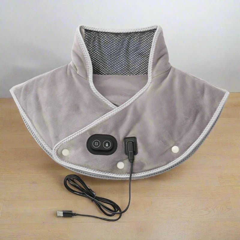Relieve tension with Danoz Direct Electric Heating Shoulder Neck Pad Massager. USB - powered cervical brace wrap uses thermal compress - danozdirect
