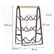 Rustic 6 - Bottle Foldable Wine Rack - Metal Countertop Holder with Wooden Handle - danozdirect