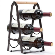 Rustic 6 - Bottle Foldable Wine Rack - Metal Countertop Holder with Wooden Handle - danozdirect