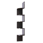 Sarantino 5 Tier Corner Wall Shelf Display Shelves Dvd Book Storage Rack Floating Mounted - Dark Brown - danozdirect