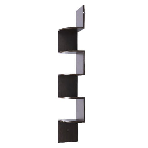 Sarantino 5 Tier Corner Wall Shelf Display Shelves Dvd Book Storage Rack Floating Mounted - Dark Brown - danozdirect