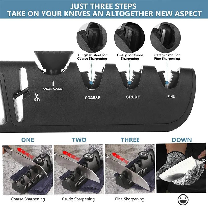 Sharpen any knife or scissors to perfection with Danoz Direct Knife Sharpener. With its 4 - stage system and angle adjustability - danozdirect