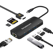 Simplecom CHT580 USB - C SuperSpeed 8 - in - 1 Multiport Hub Adapter HDMI 2.0 Docking Station - danozdirect