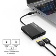 Simplecom DA369 USB 3.0 or USB - C to Dual 4K HDMI 2.0 Display Adapter for 2x 4K@60Hz Extended Screens - danozdirect