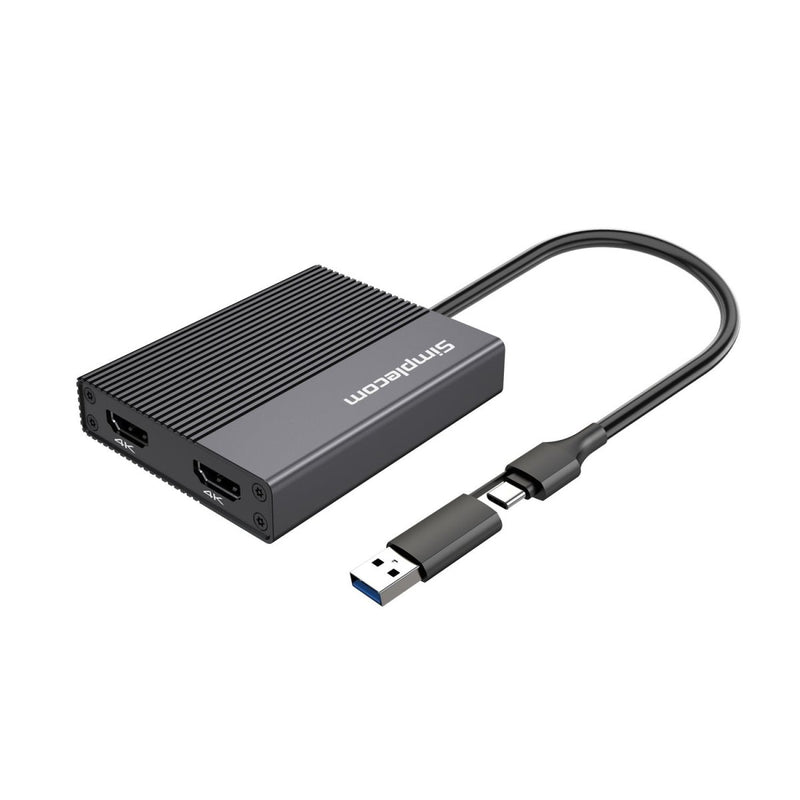 Simplecom DA369 USB 3.0 or USB - C to Dual 4K HDMI 2.0 Display Adapter for 2x 4K@60Hz Extended Screens - danozdirect
