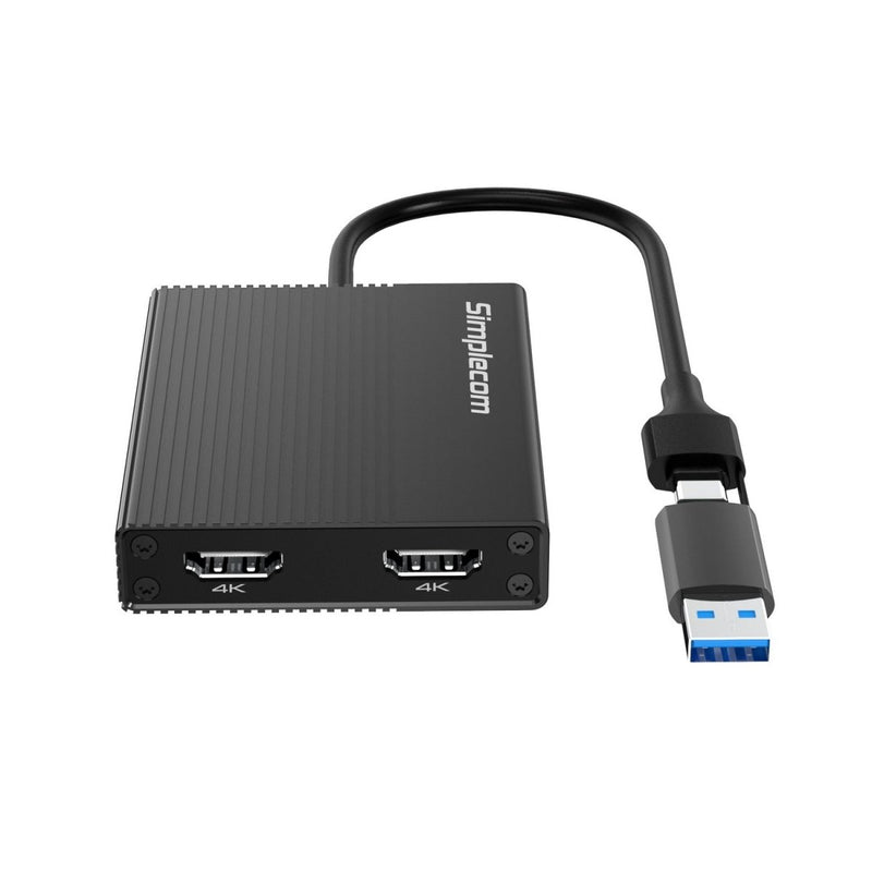 Simplecom DA369 USB 3.0 or USB - C to Dual 4K HDMI 2.0 Display Adapter for 2x 4K@60Hz Extended Screens - danozdirect