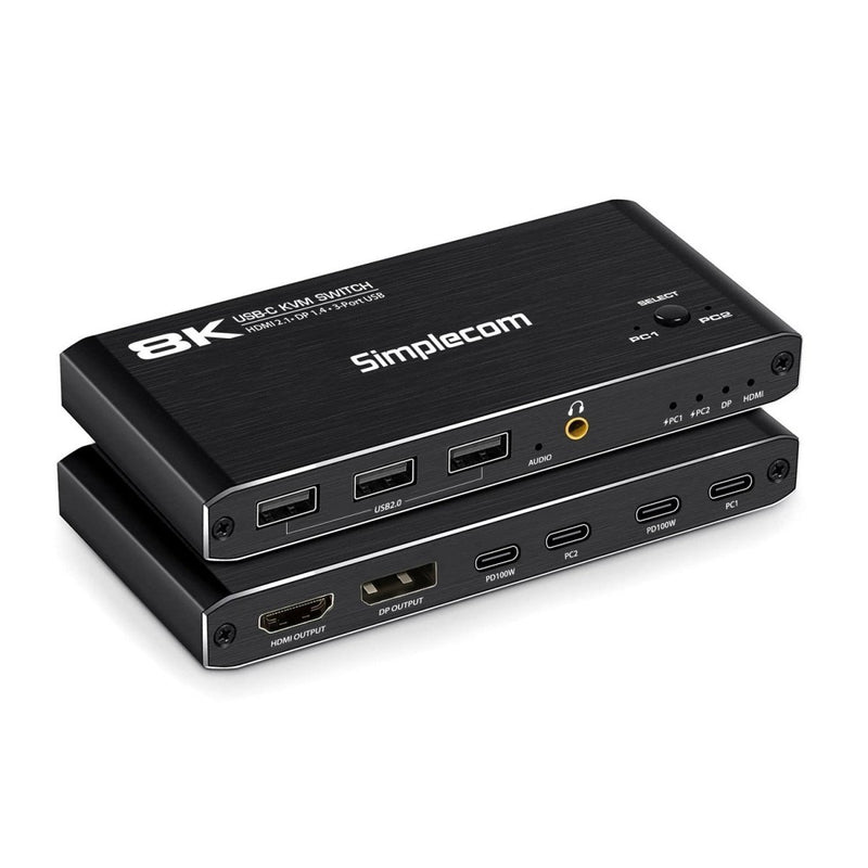 Simplecom KM470 2 - Port USB - C KVM Switch 8K Docking Station HDMI 2.1 DP for Laptop Tablet - danozdirect