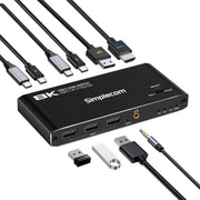 Simplecom KM470 2 - Port USB - C KVM Switch 8K Docking Station HDMI 2.1 DP for Laptop Tablet - danozdirect