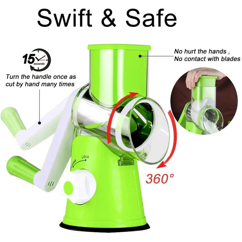 Simplify meal prep with Danoz Kitchen Manual Rotary Grater. This versatile tool effortlessly slices, grates, and chops vegetables, potatoes, and more - danozdirect