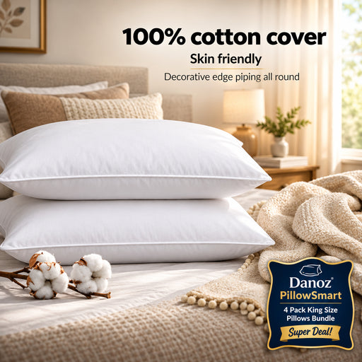 Sink into luxury with Danoz Giselle Bedding Family Pack! Four oversized pillows sized at a roomy 50x90cm bring hotel - quality comfort right to your bedroom - danozdirect
