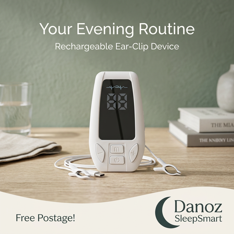 🌙 Danoz SleepSmart | Rechargeable Ear-Clip Device | Digital Display | Adjustable Settings | Compact White Design | Free Postage!