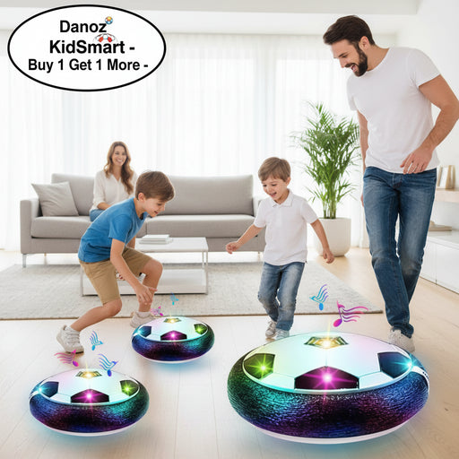 Todays Super Deal - Bring endless fun to your kids’ playtime with Danoz HoverBall, Soccer Ball! This electric floating football glides smoothly over floors, lights up with colorful LEDs Buy 1 Get 1 Free! - danozdirect
