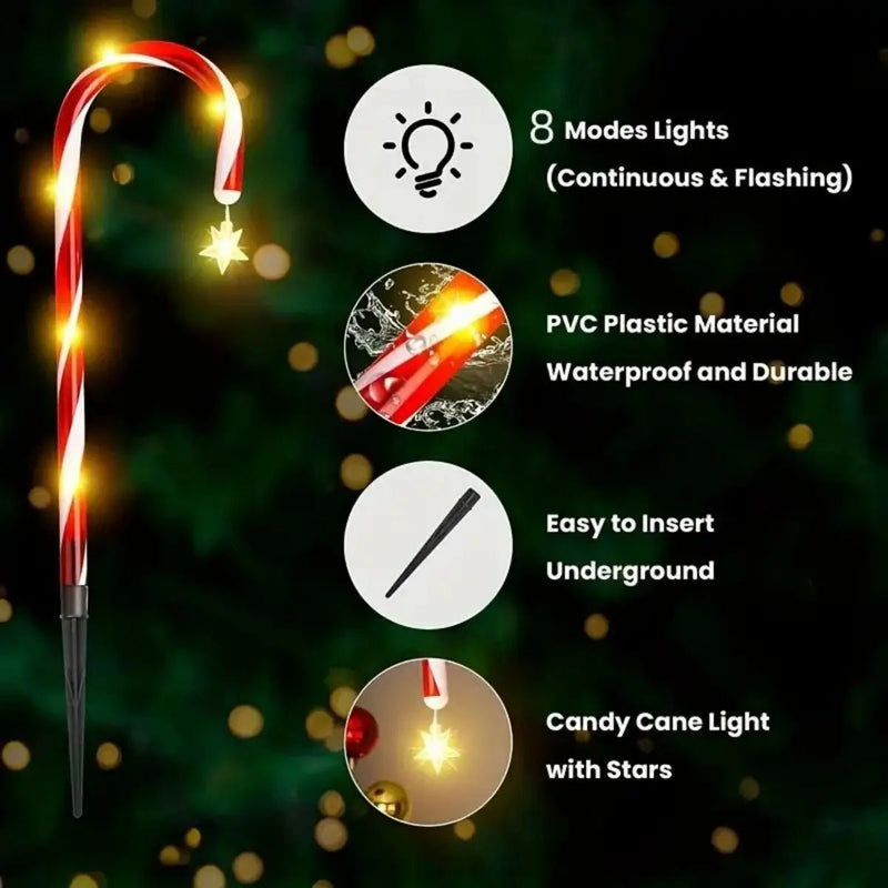 Transform your garden into a festive wonderland with Danoz charming 8 - piece solar - powered cane light set - danozdirect
