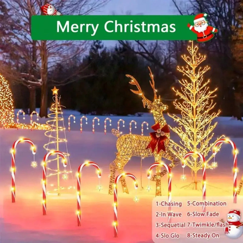 Transform your garden into a festive wonderland with Danoz charming 8 - piece solar - powered cane light set - danozdirect