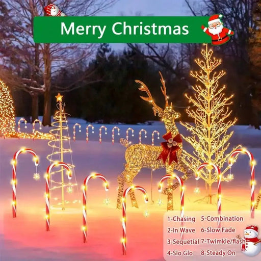Transform your garden into a festive wonderland with Danoz charming 8 - piece solar - powered cane light set - danozdirect