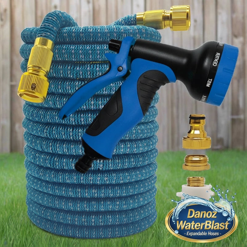 Transform your gardening and car washing experience with WaterBlast Expandable Hoses from Danoz, Offering, 7.5 - 30 Meters. 3 Years warranty + Free postage!