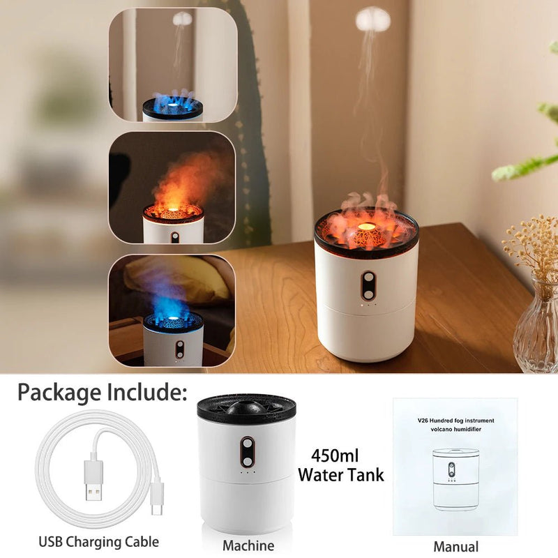 Transform your home into a soothing oasis with the Danoz Direct Exclusive Volcano Fire Flame Air Humidifier! - danozdirect