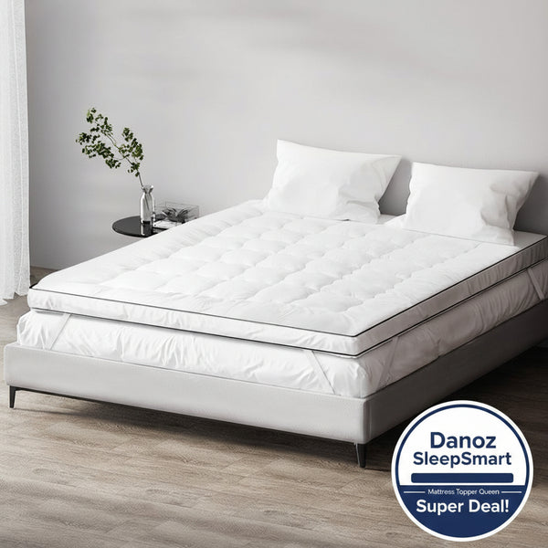 Transform your sleep with Danoz Direct Giselle Bedding Mattress Topper Pillowtop! Designed for Queen size beds - danozdirect