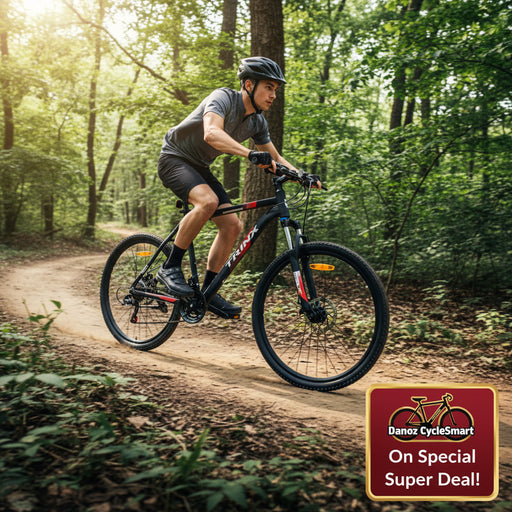 Trinx MTB Mens Mountain Bike 26 inch Shimano Gear 21 - Speed [Colour: Matt Black White/Red] [Size Of Frame: 21 inches] - danozdirect