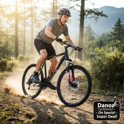 Trinx MTB Mens Mountain Bike 26 inch Shimano Gear 21 - Speed [Colour: Matt Black White/Red] [Size Of Frame: 21 inches] - danozdirect