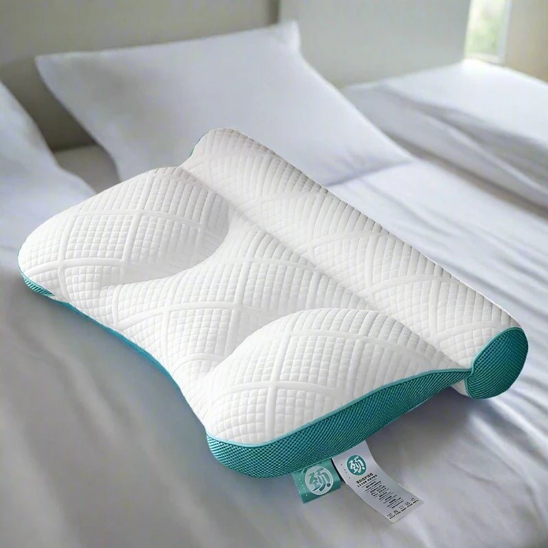 Ultimate comfort with Danoz Direct's Cervical Traction Care Pillow! Designed to alleviate neck pain and promote better sleep - danozdirect