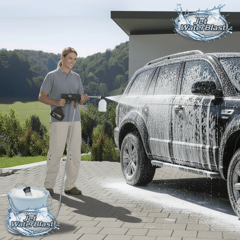 Ultimate convenience and power with Danoz Jet WaterBlast - 88V Cordless Electric High Pressure Washer! Incl. 2 Batteries. - danozdirect
