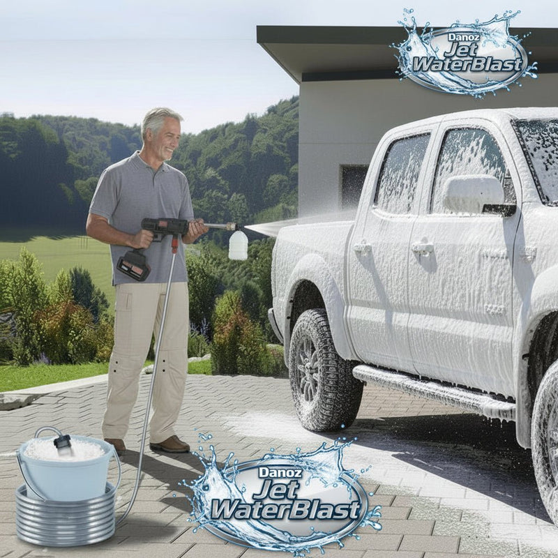 Ultimate convenience and power with Danoz Jet WaterBlast - 88V Cordless Electric High Pressure Washer! Incl. 2 Batteries. - danozdirect