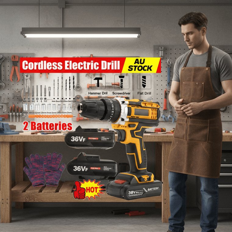 Unleash the power with Danoz Tools 36V brushless trio! This kit bundles a heavy - duty cordless drill, impact driver, and hammer Drilling - Includes 2 Batteries! - danozdirect