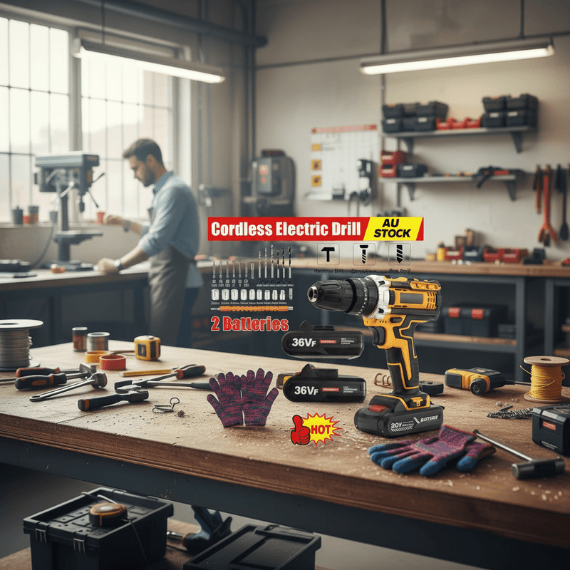 Unleash the power with Danoz Tools 36V brushless trio! This kit bundles a heavy - duty cordless drill, impact driver, and hammer Drilling - Includes 2 Batteries! - danozdirect