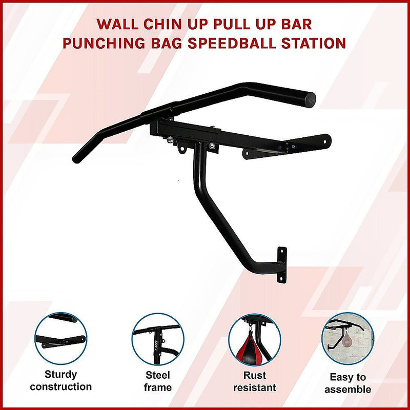 Wall Chin Up Pull Up Bar Punching Bag SpeedBall Station - danozdirect