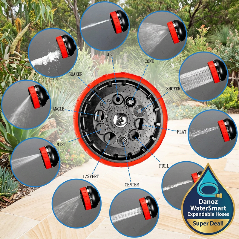💧 Danoz WaterSmart | Expandable Garden Hose | Expands Up to 3x | Anti-Kink | 7.5–30m (25–100ft) | 16 Colour Styles | Spray Gun Option | 3-Year Warranty | Free Shipping!