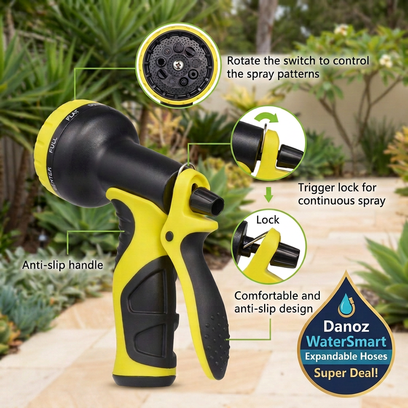 💧 Danoz WaterSmart | Expandable Garden Hose | Expands Up to 3x | Anti-Kink | 7.5–30m (25–100ft) | 16 Colour Styles | Spray Gun Option | 3-Year Warranty | Free Shipping!
