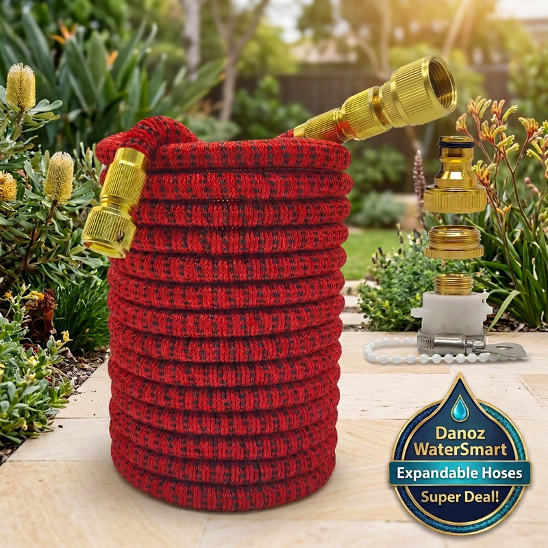 💧 Danoz WaterSmart | Expandable Garden Hose | Expands Up to 3x | Anti-Kink | 7.5–30m (25–100ft) | 16 Colour Styles | Spray Gun Option | 3-Year Warranty | Free Shipping!